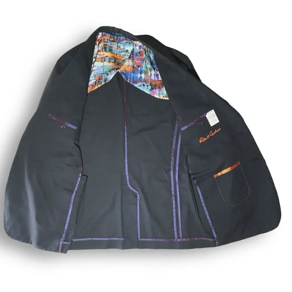 🎨 Robert Graham 40R Statement Blazer 🧠 Art Lined Julian Notch Lapel Boss Jacket